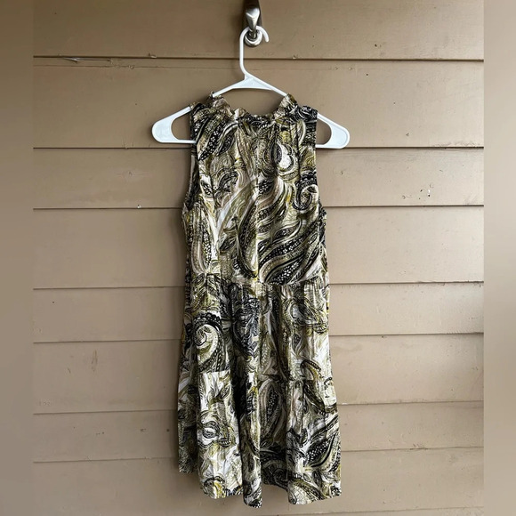 Calvin Klein Womens Dress Size 4 Green Brown Ruffle Tiered Modest Church Office - Picture 4 of 4